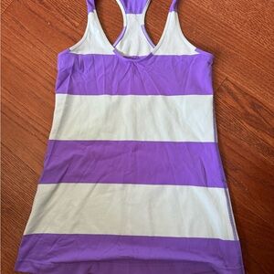 lululemon athletica Purple and White Striped Racerback Tank